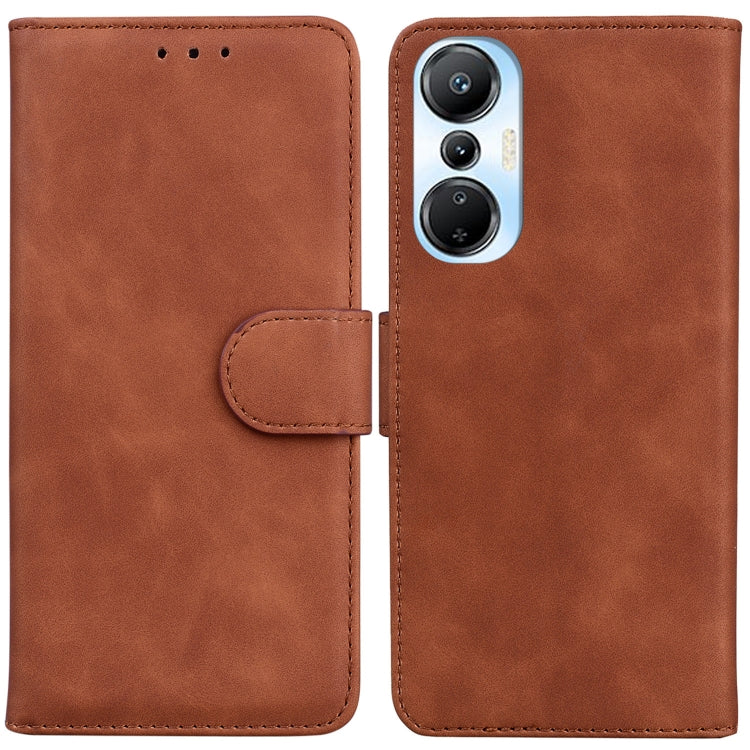 For Infinix Hot 20s Skin Feel Pure Color Flip Leather Phone Case