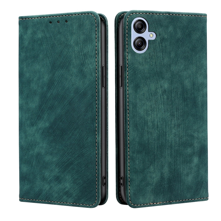 For Samsung Galaxy A04E RFID Anti-theft Brush Magnetic Leather Phone Case