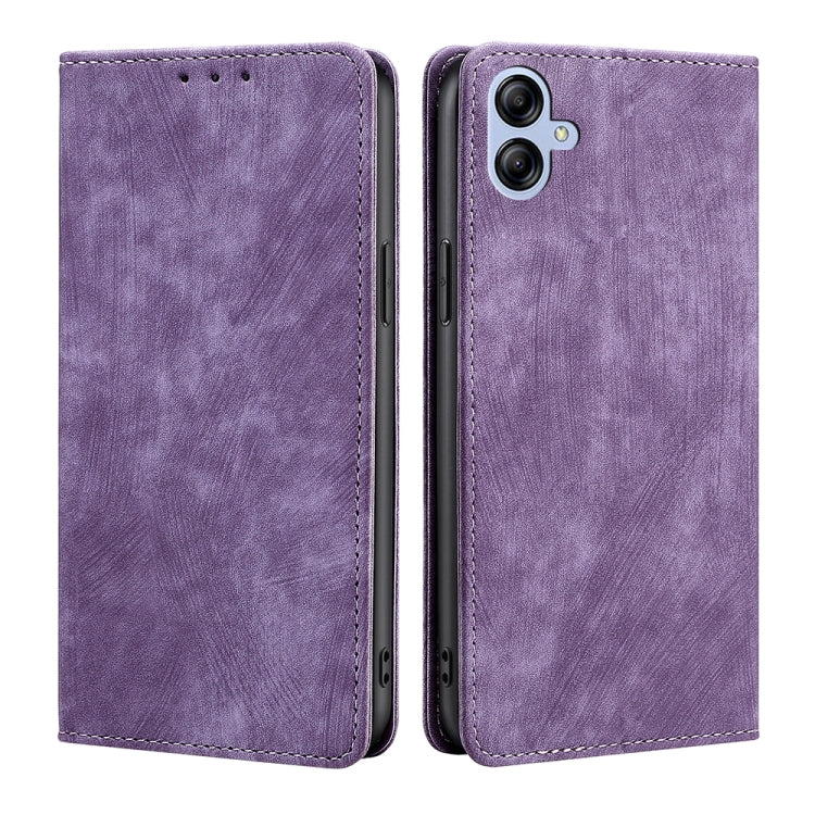 For Samsung Galaxy A04E RFID Anti-theft Brush Magnetic Leather Phone Case