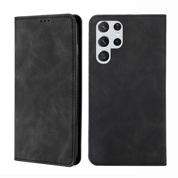 For Samsung Galaxy S23 Ultra 5G Skin Feel Magnetic Horizontal Flip Leather Phone Case