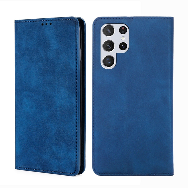 For Samsung Galaxy S23 Ultra 5G Skin Feel Magnetic Horizontal Flip Leather Phone Case