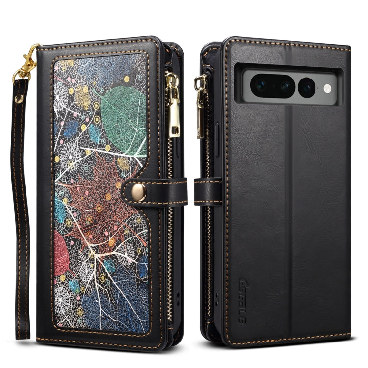 For Google Pixel 7 Pro 5G ESEBLE Star Series Lanyard Zipper Wallet RFID Leather Case