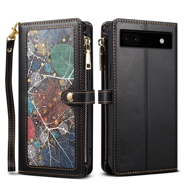 For Google Pixel 6a ESEBLE Star Series Lanyard Zipper Wallet RFID Leather Case