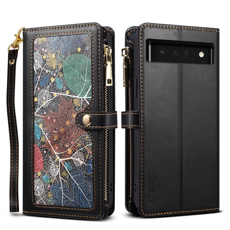 For Google Pixel 6 ESEBLE Star Series Lanyard Zipper Wallet RFID Leather Case