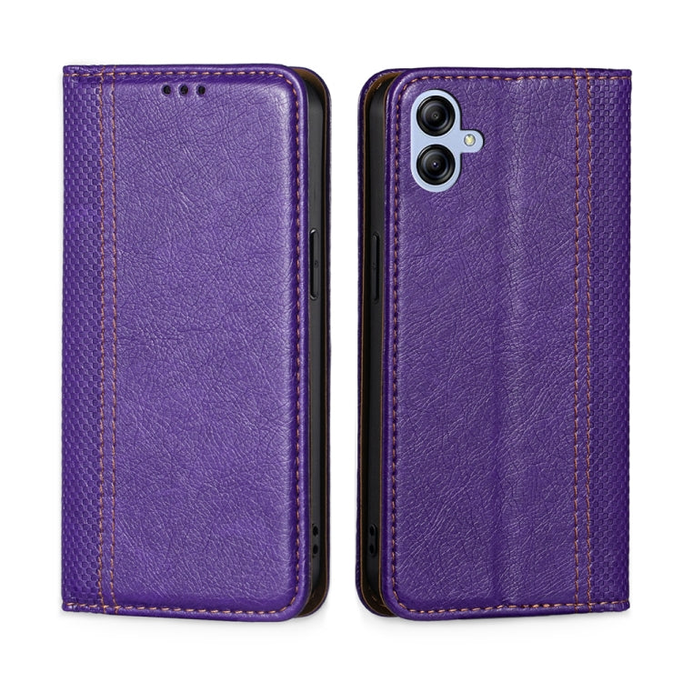 For Samsung Galaxy A04E Grid Texture Magnetic Flip Leather Phone Case