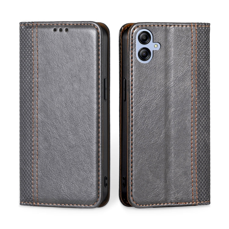 For Samsung Galaxy A04E Grid Texture Magnetic Flip Leather Phone Case