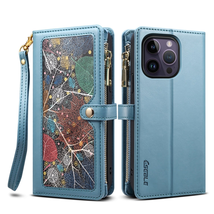 For iPhone 14 Pro Max ESEBLE Star Series Lanyard Zipper Wallet RFID Leather Case