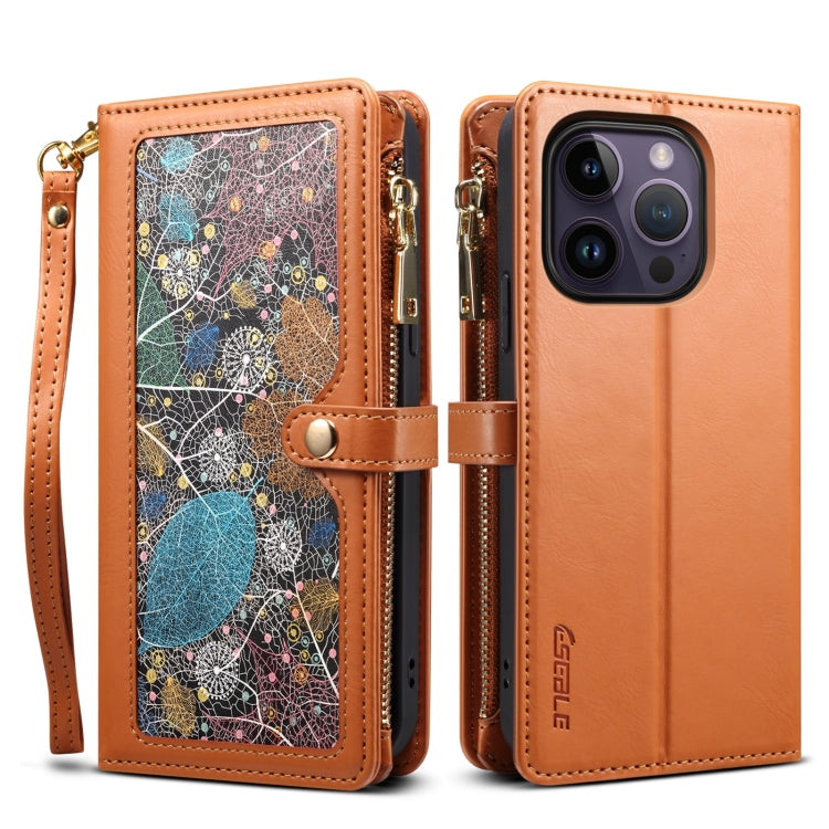 For iPhone 14 Pro ESEBLE Star Series Lanyard Zipper Wallet RFID Leather Case