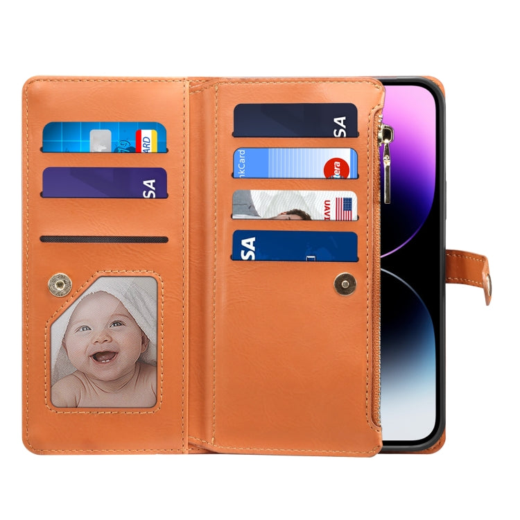 For iPhone 14 Pro ESEBLE Star Series Lanyard Zipper Wallet RFID Leather Case