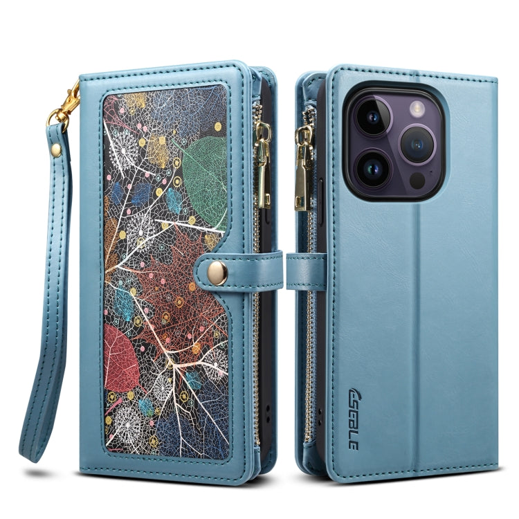 For iPhone 14 Pro ESEBLE Star Series Lanyard Zipper Wallet RFID Leather Case