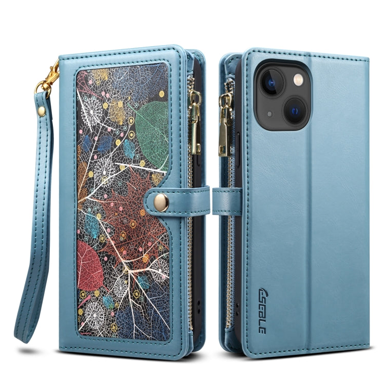 For iPhone 14 ESEBLE Star Series Lanyard Zipper Wallet RFID Leather Case