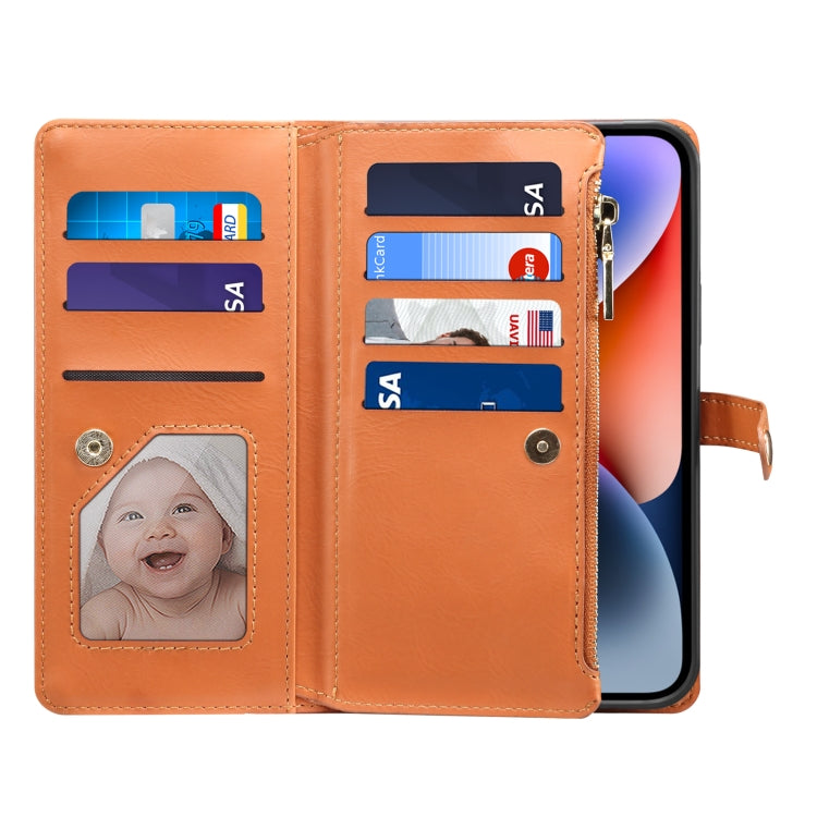 For iPhone 14 Plus ESEBLE Star Series Lanyard Zipper Wallet RFID Leather Case