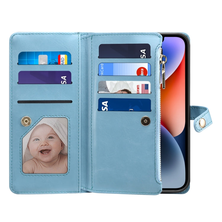 For iPhone 14 Plus ESEBLE Star Series Lanyard Zipper Wallet RFID Leather Case