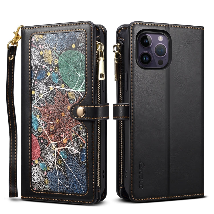 For iPhone 12 Pro ESEBLE Star Series Lanyard Zipper Wallet RFID Leather Case