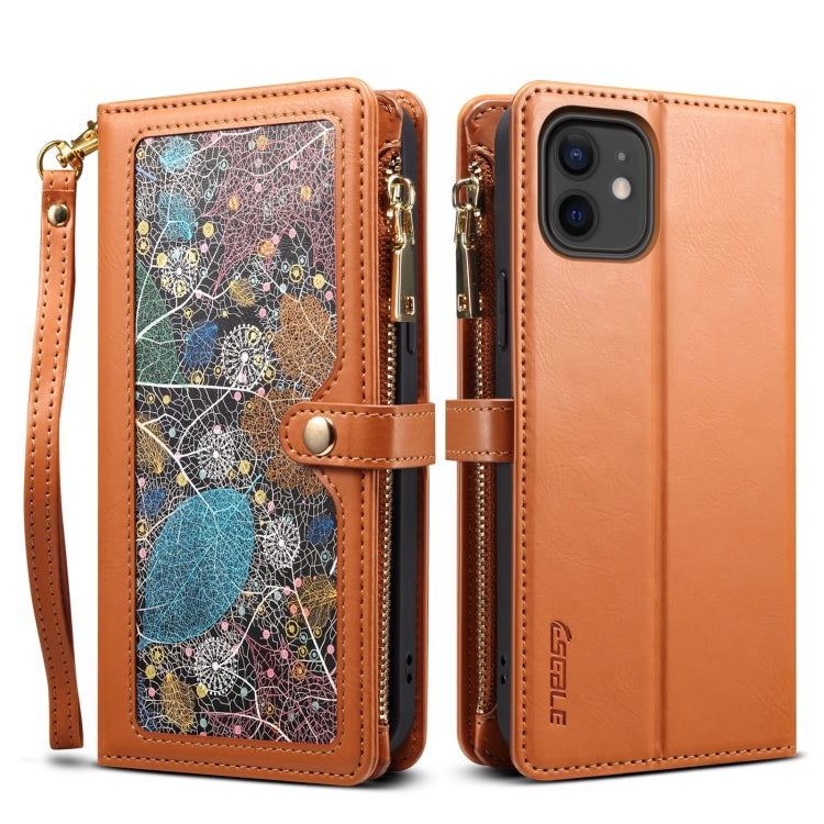 For iPhone 12 ESEBLE Star Series Lanyard Zipper Wallet RFID Leather Case