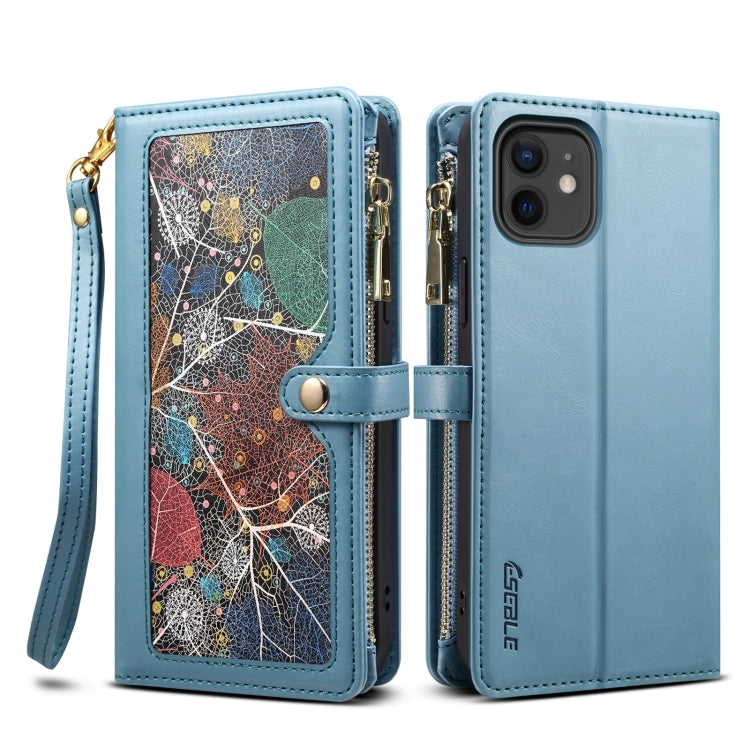 For iPhone 12 ESEBLE Star Series Lanyard Zipper Wallet RFID Leather Case