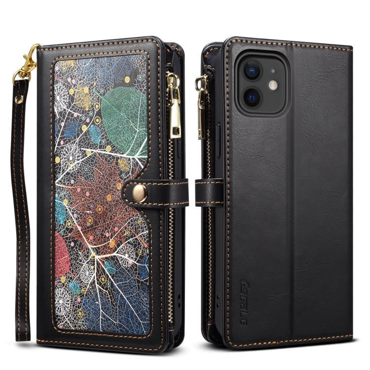 For iPhone 12 ESEBLE Star Series Lanyard Zipper Wallet RFID Leather Case