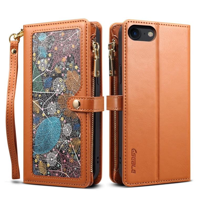 For iPhone SE 2022 / SE 2020 / 8 / 7 ESEBLE Star Series Lanyard Zipper Wallet RFID Leather Case