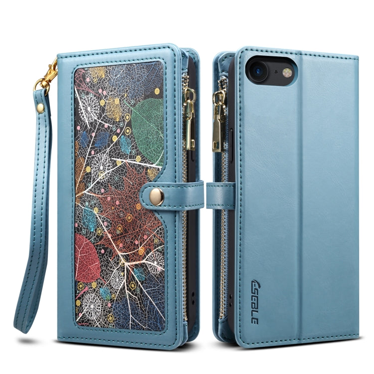 For iPhone SE 2022 / SE 2020 / 8 / 7 ESEBLE Star Series Lanyard Zipper Wallet RFID Leather Case