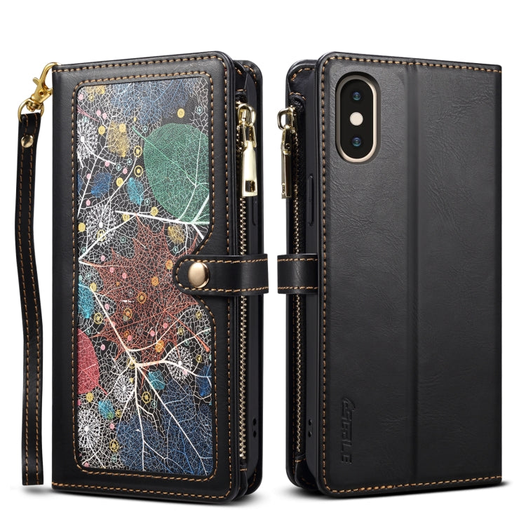 For iPhone XS Max ESEBLE Star Series Lanyard Zipper Wallet RFID Leather Case