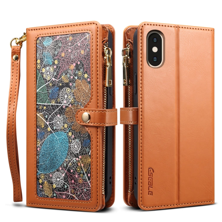 For iPhone XS / X ESEBLE Star Series Lanyard Zipper Wallet RFID Leather Case