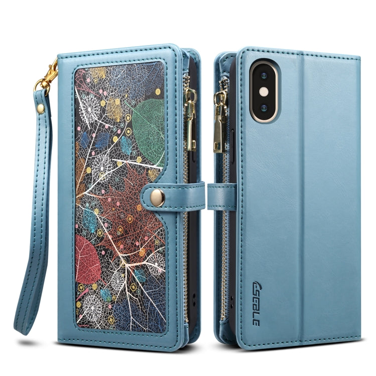 For iPhone XS / X ESEBLE Star Series Lanyard Zipper Wallet RFID Leather Case