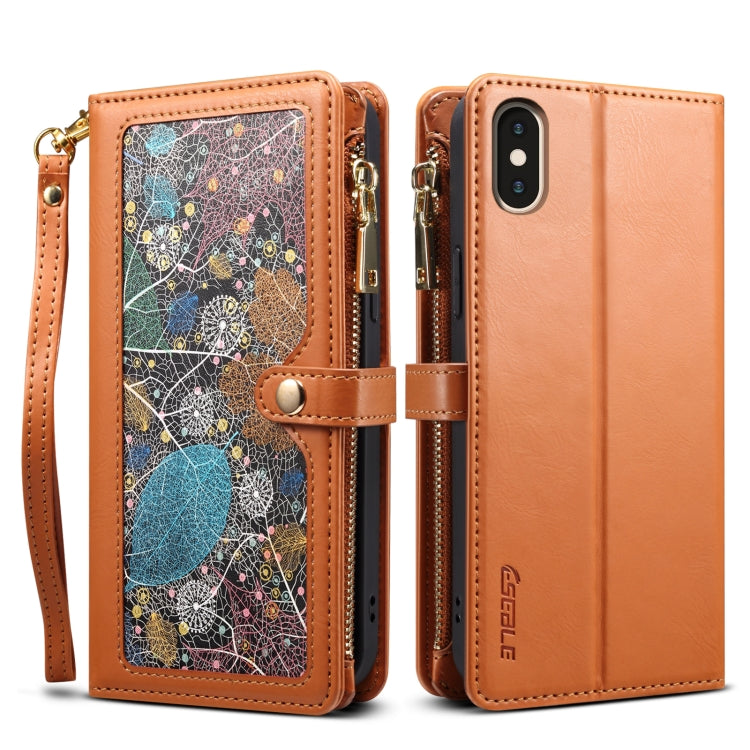 For iPhone XR ESEBLE Star Series Lanyard Zipper Wallet RFID Leather Case