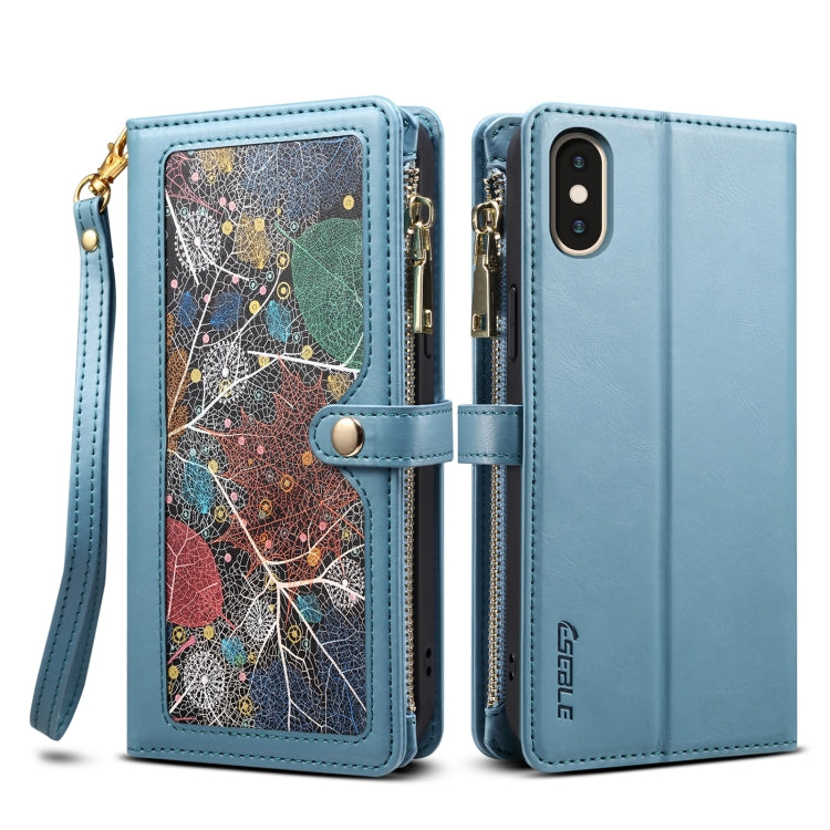 For iPhone XR ESEBLE Star Series Lanyard Zipper Wallet RFID Leather Case
