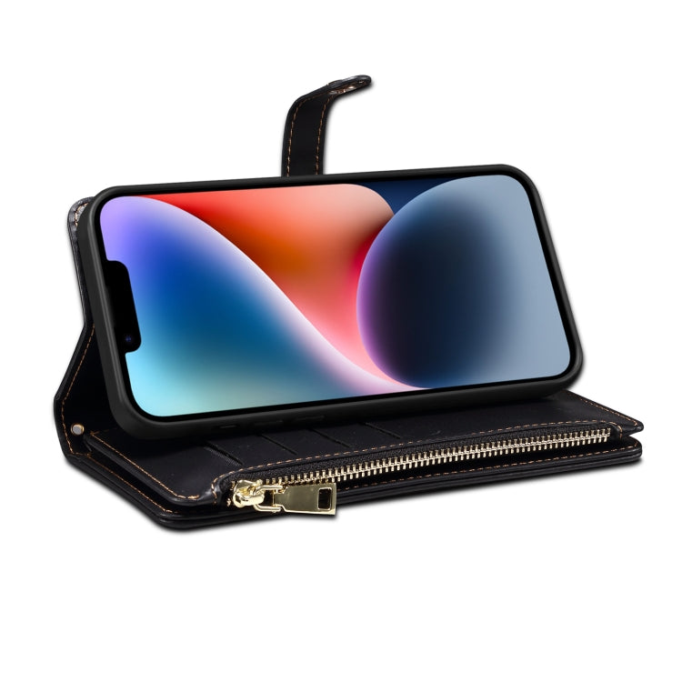 For iPhone XR ESEBLE Star Series Lanyard Zipper Wallet RFID Leather Case