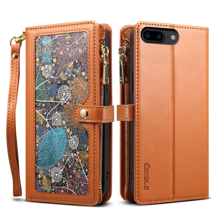For iPhone 8 Plus / 7 Plus ESEBLE Star Series Lanyard Zipper Wallet RFID Leather Case