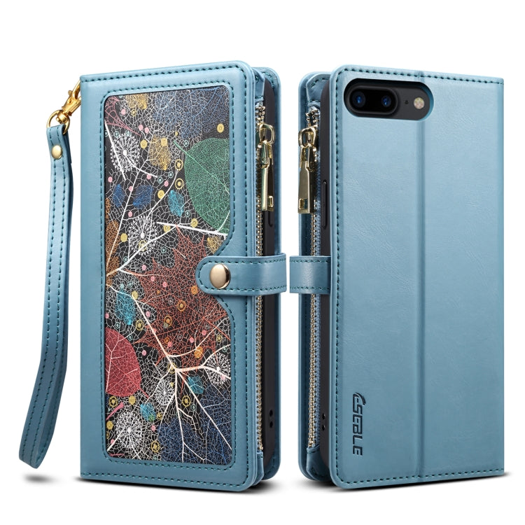 For iPhone 8 Plus / 7 Plus ESEBLE Star Series Lanyard Zipper Wallet RFID Leather Case