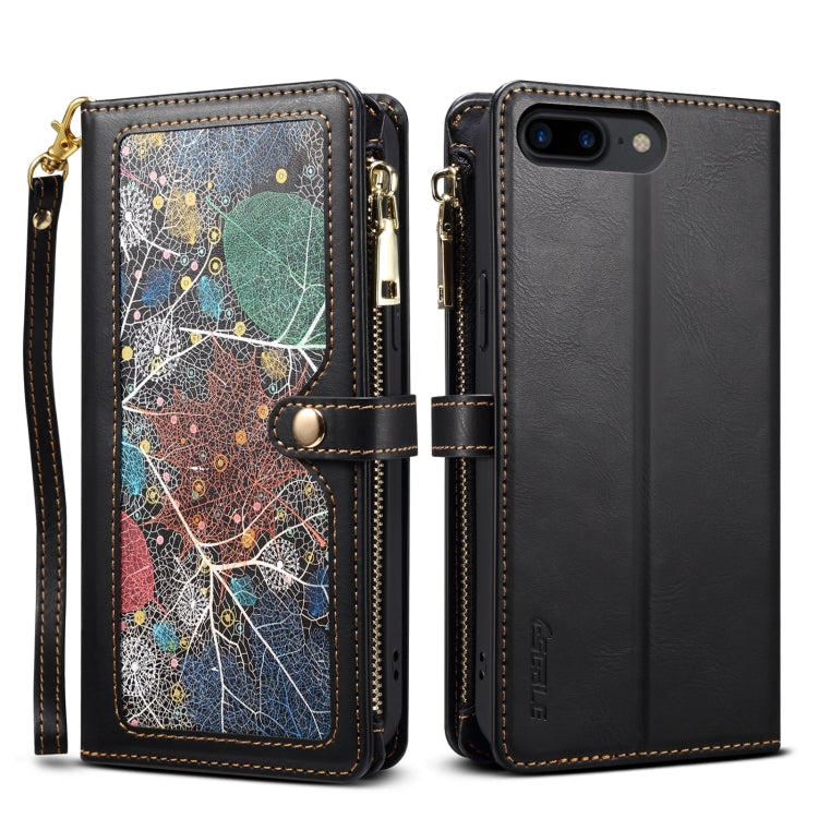 For iPhone 8 Plus / 7 Plus ESEBLE Star Series Lanyard Zipper Wallet RFID Leather Case