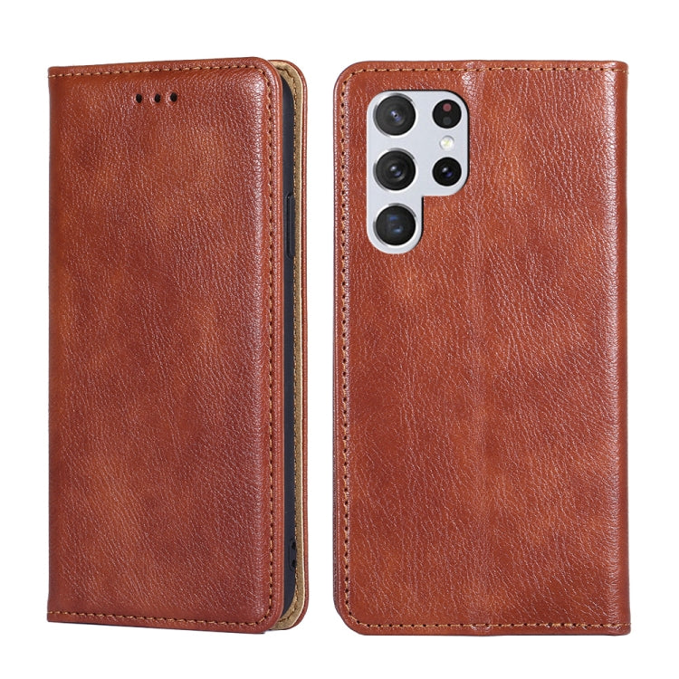 For Samsung Galaxy S23 Ultra 5G Gloss Oil Solid Color Magnetic Leather Phone Case