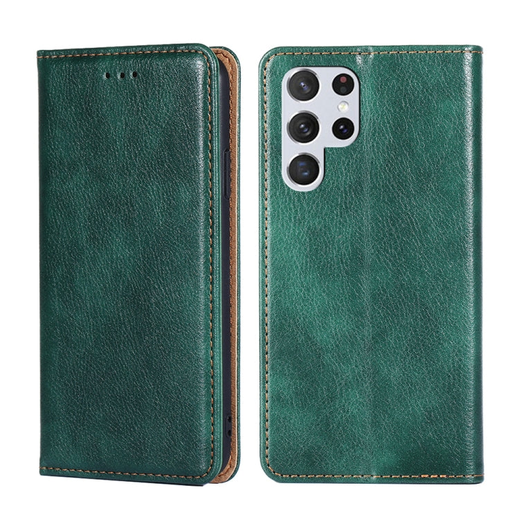 For Samsung Galaxy S23 Ultra 5G Gloss Oil Solid Color Magnetic Leather Phone Case