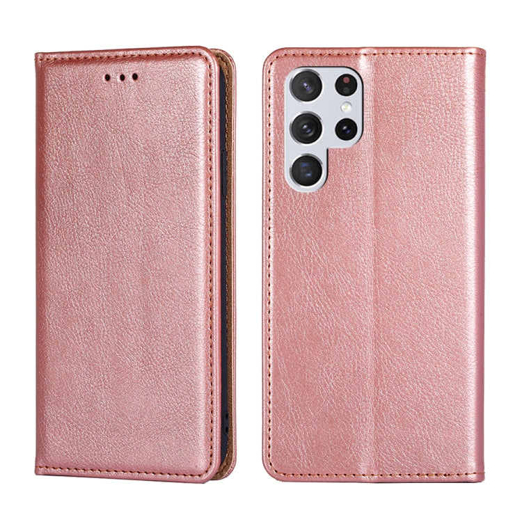 For Samsung Galaxy S23 Ultra 5G Gloss Oil Solid Color Magnetic Leather Phone Case
