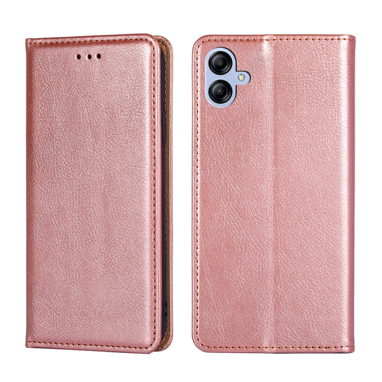 For Samsung Galaxy A04E Gloss Oil Solid Color Magnetic Leather Phone Case