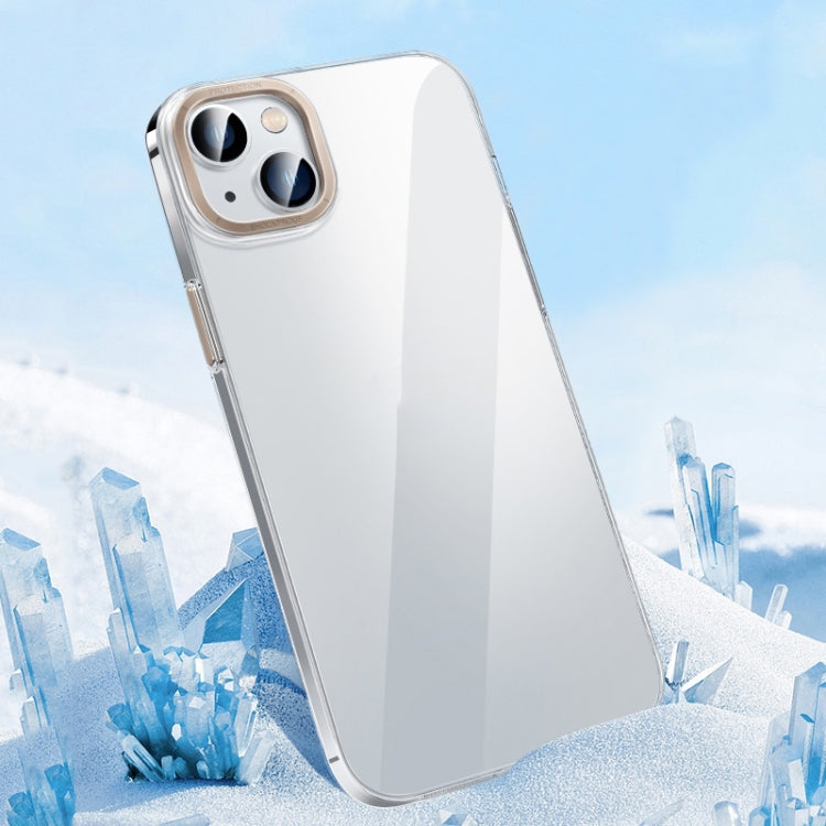 For iPhone 14 Plus Metal Key Crystal Transparent PC Phone Case