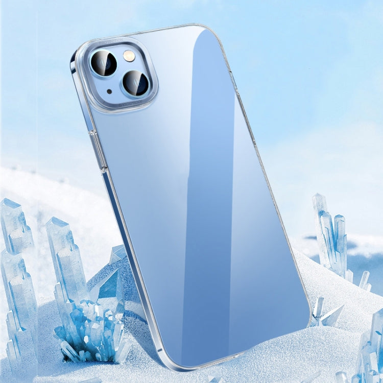 For iPhone 14 Plus Metal Key Crystal Transparent PC Phone Case