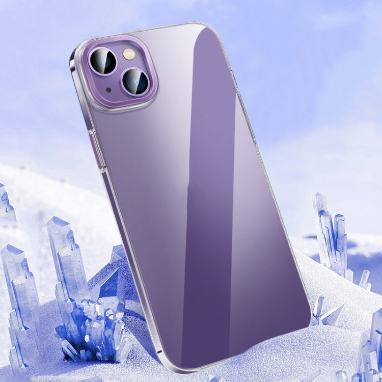For iPhone 14 Plus Metal Key Crystal Transparent PC Phone Case