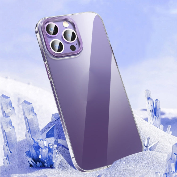 For iPhone 14 Pro Max Metal Key Crystal Transparent PC Phone Case