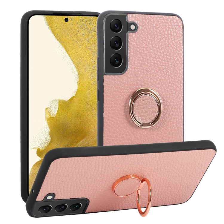 For Samsung Galaxy S23 5G Litchi Texture Magnetic Phone Case with Ring Holder