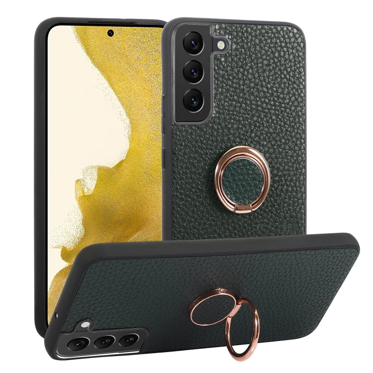 For Samsung Galaxy S23+ 5G Litchi Texture Magnetic Phone Case with Ring Holder