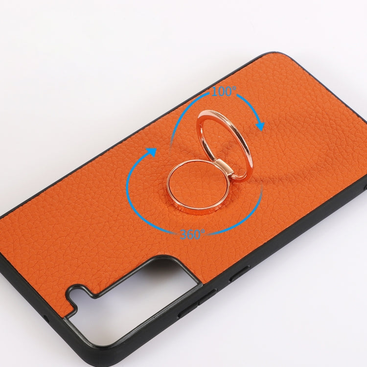 For Samsung Galaxy S23+ 5G Litchi Texture Magnetic Phone Case with Ring Holder