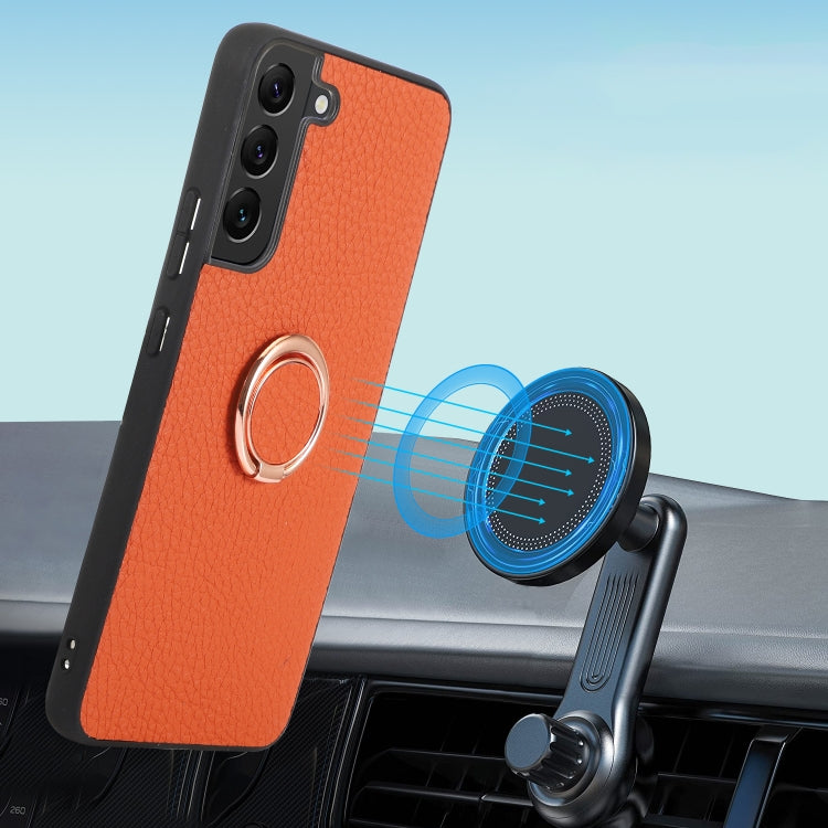 For Samsung Galaxy S23+ 5G Litchi Texture Magnetic Phone Case with Ring Holder