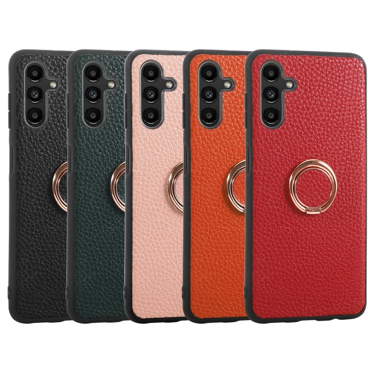 For Samsung Galaxy A14 5G Litchi Texture Magnetic Phone Case with Ring Holder