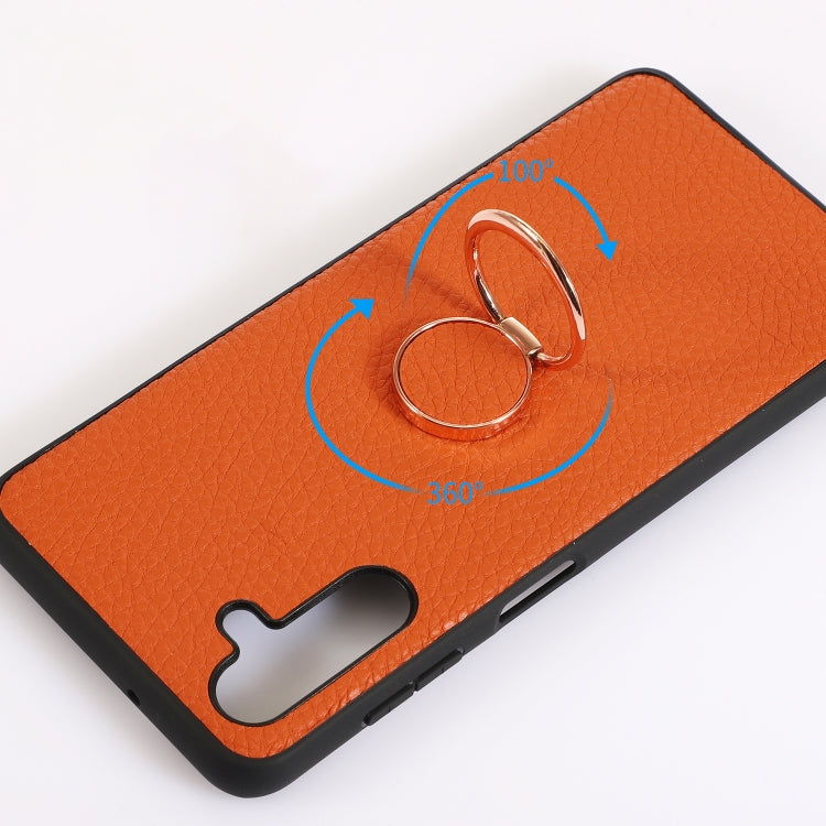 For Samsung Galaxy A14 5G Litchi Texture Magnetic Phone Case with Ring Holder