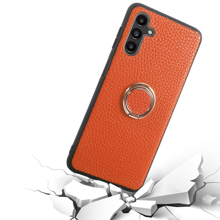 For Samsung Galaxy A14 5G Litchi Texture Magnetic Phone Case with Ring Holder