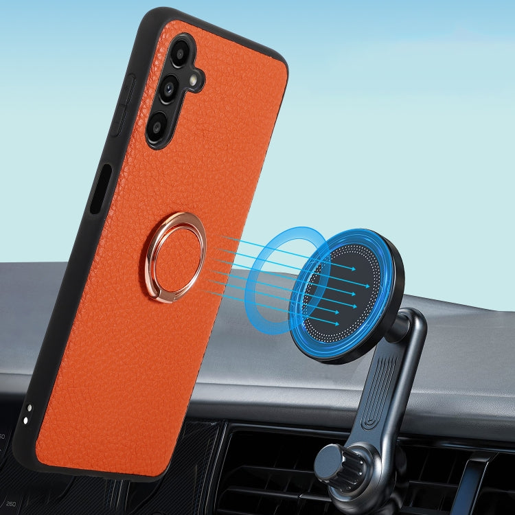 For Samsung Galaxy A14 5G Litchi Texture Magnetic Phone Case with Ring Holder
