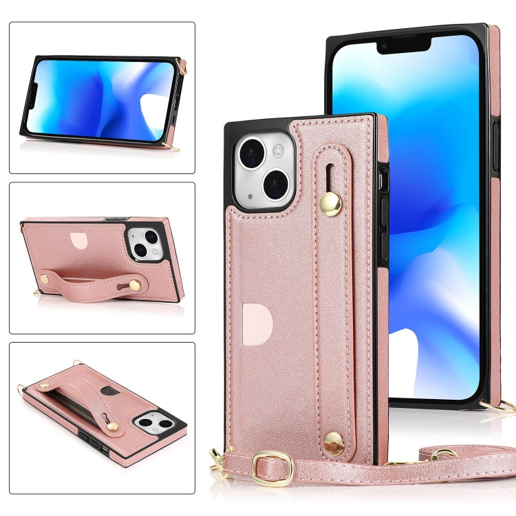 For iPhone 14 Crossbody Wrist Strap Card Holder Phone Case