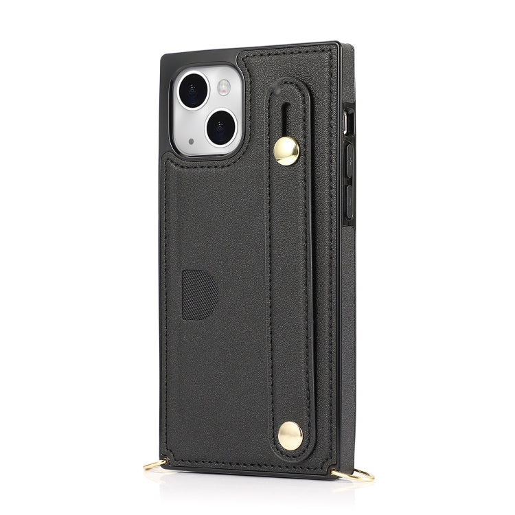 For iPhone 14 Crossbody Wrist Strap Card Holder Phone Case